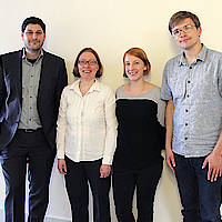 Jury des DH-Preises 2015 (li=>re): Ralf Stockmann, Dr. Anne Baillot, Elisabeth Lindinger, Prof. Marian Dörk [abwesend: Prof. Gerd Graßhoff]