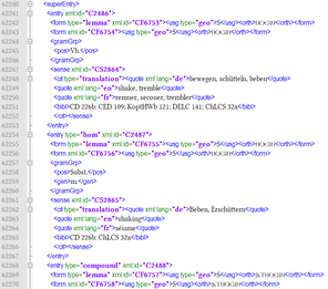 Comprehensive Coptic Dictionary in TEI XML (Ausschnitt)